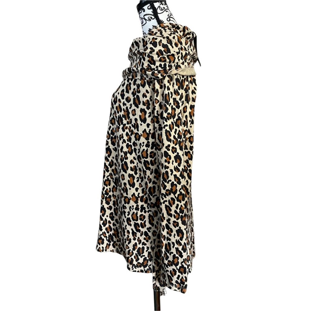 Gibsonlook Leopard Animal Print Convertible Neckline Cozy Fleece Tunic Small - Picture 4 of 7
